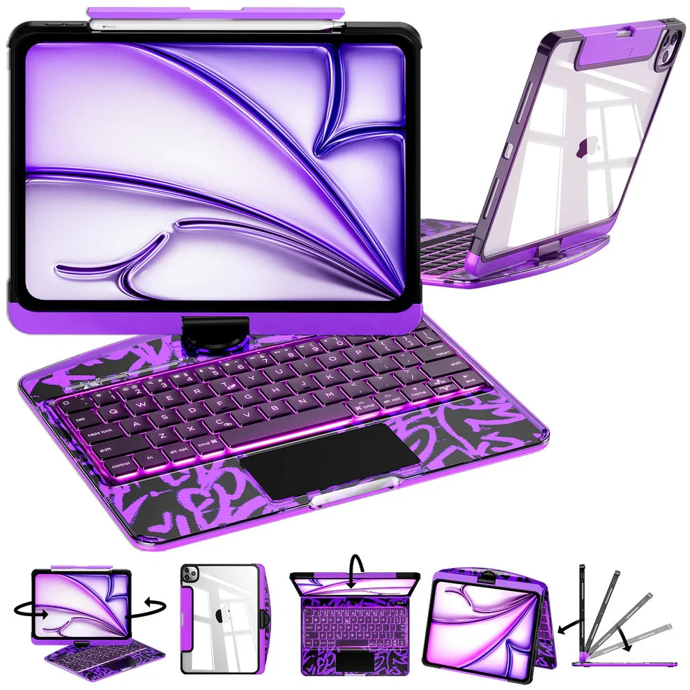 360° Swivel Clear Keyboard Case for iPad · Transparent Violet