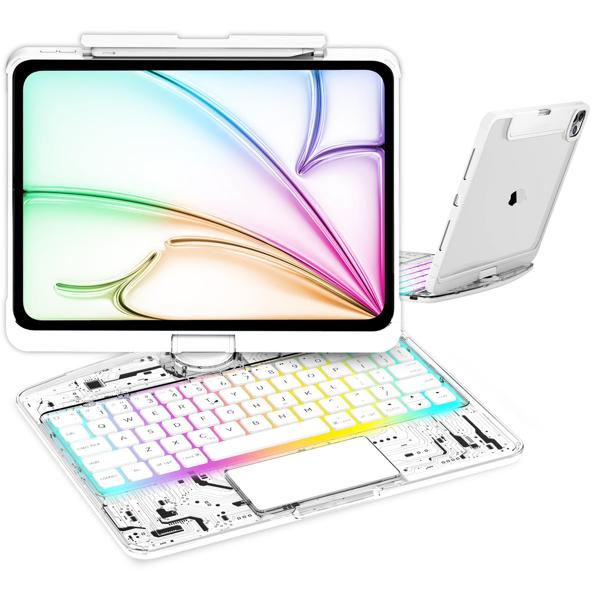 swivel keyboard case transparent ice