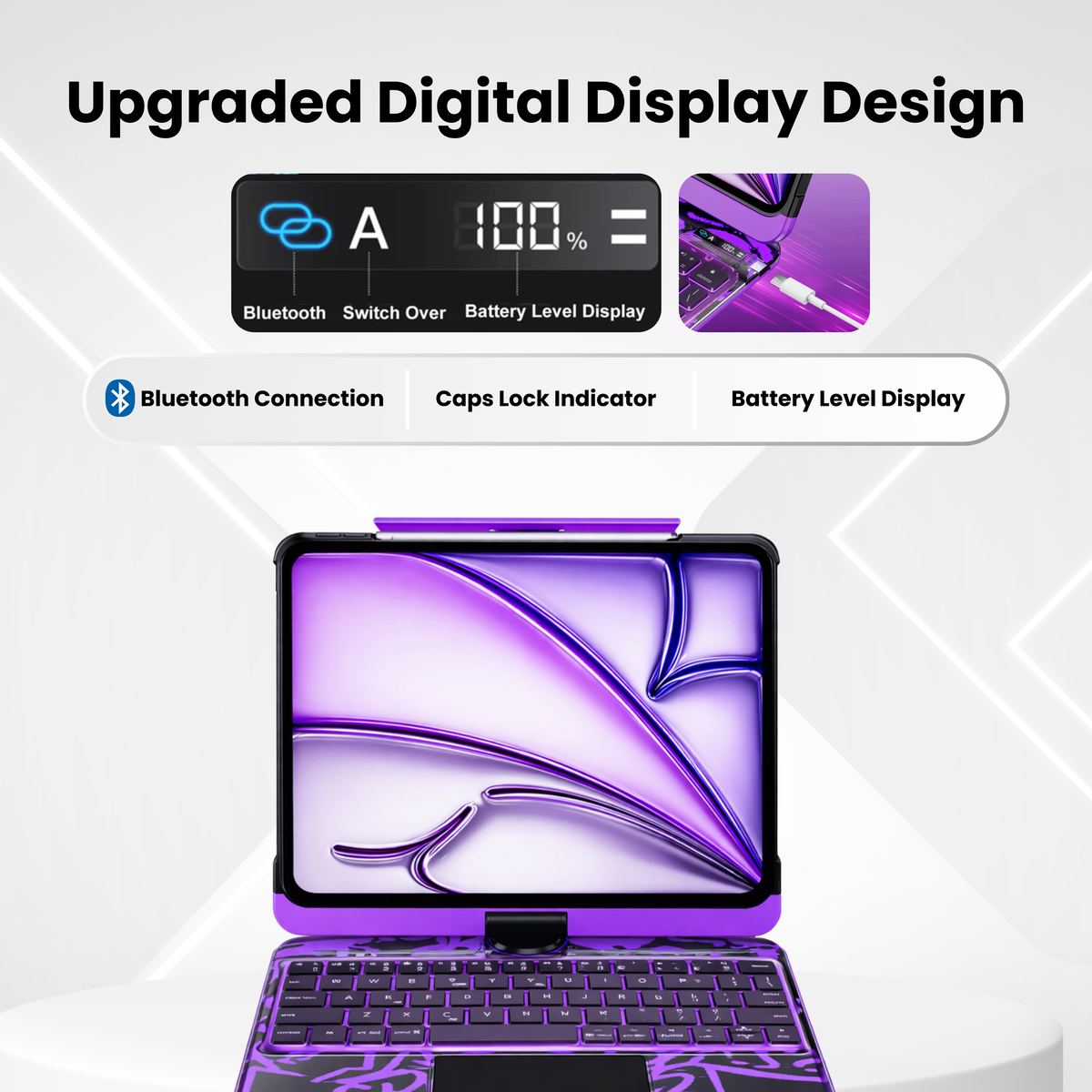 360° Swivel Clear Keyboard Case for iPad · Transparent Violet