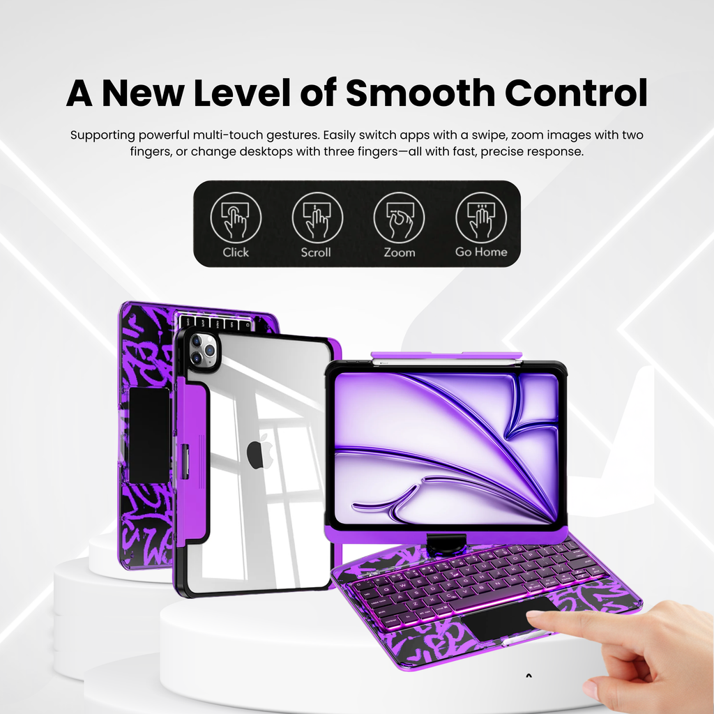 360° Swivel Clear Keyboard Case for iPad · Transparent Violet