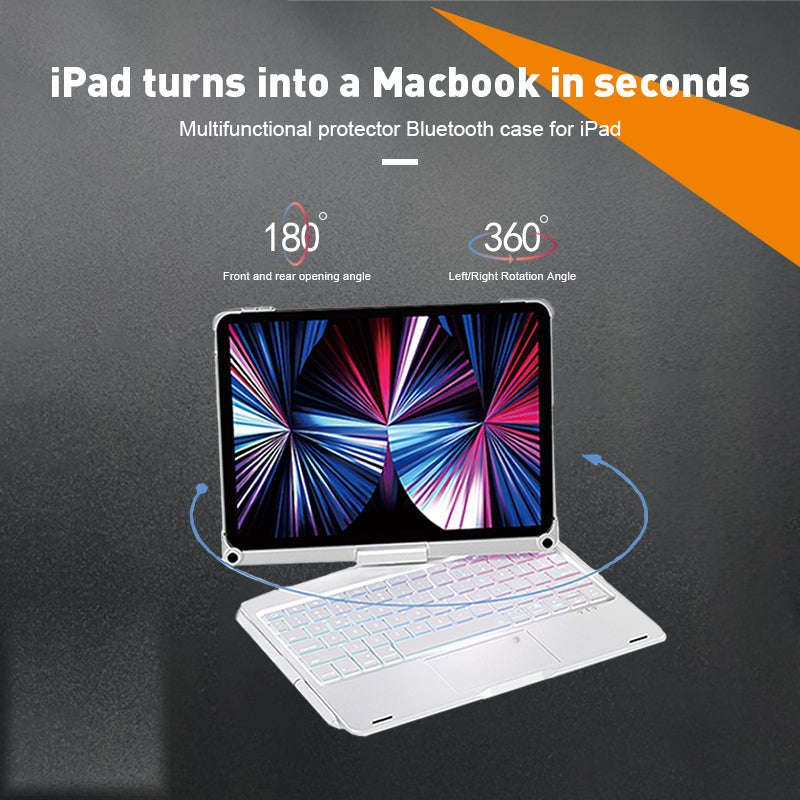 360 Rotating Keyboard Case 11" · Silver: 180 degree opening and 360 degree rotation