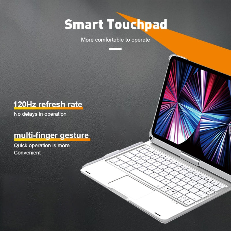 360 Rotating Keyboard Case 11" · Silver: trackpad with multi-finger gestures